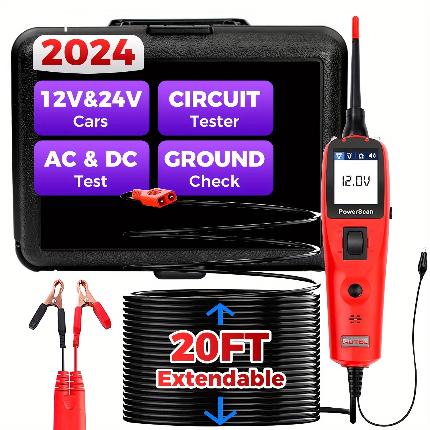 Autel Powerscan PS100 Power Circuit Probe Tester – 12V/24V Automotive Electrical Diagnostic Tool
