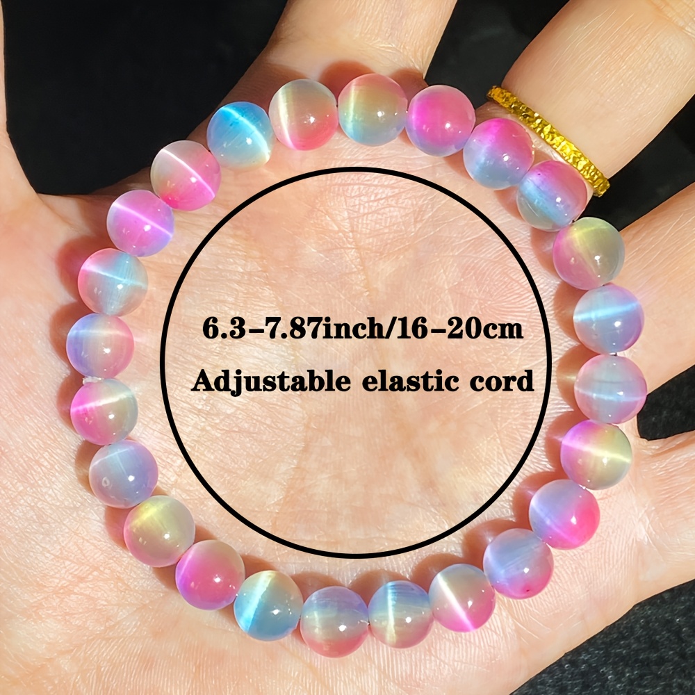 2pcs Dreamy Pink-Blue Gradient Cat Eye Bracelet Set