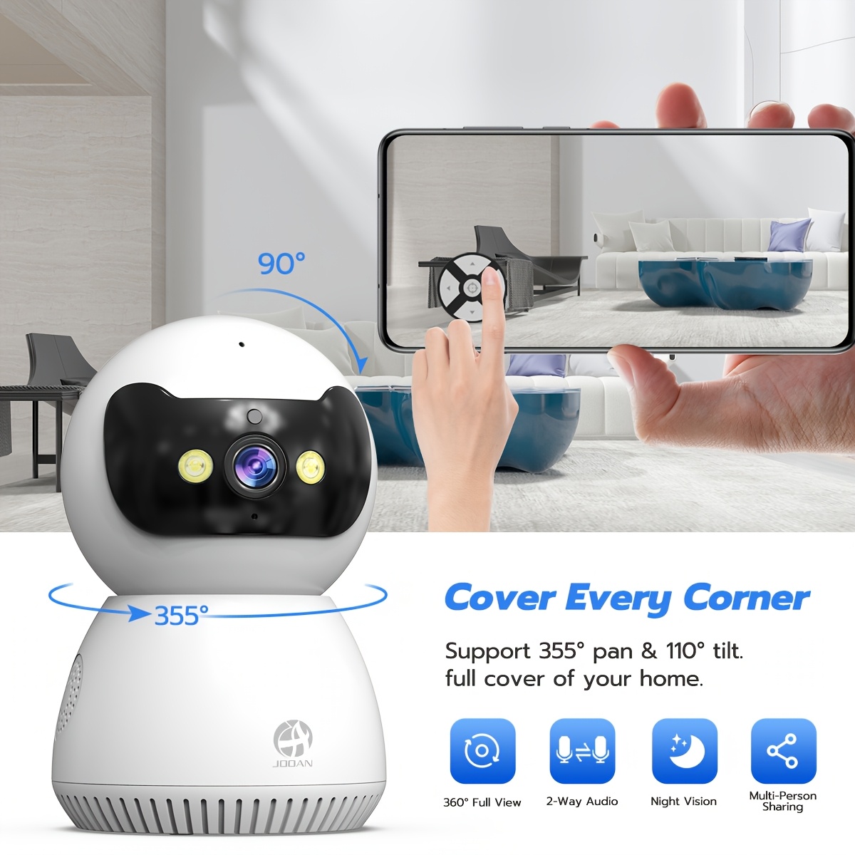 New 1080P HD Intelligent 5GWiFi Surveillance Camera, Two-way Voice Call, Motion Detection Security Surveillance Camera, Automatic Tracking, Security System Monitor with Alarm Prompt Information details 0