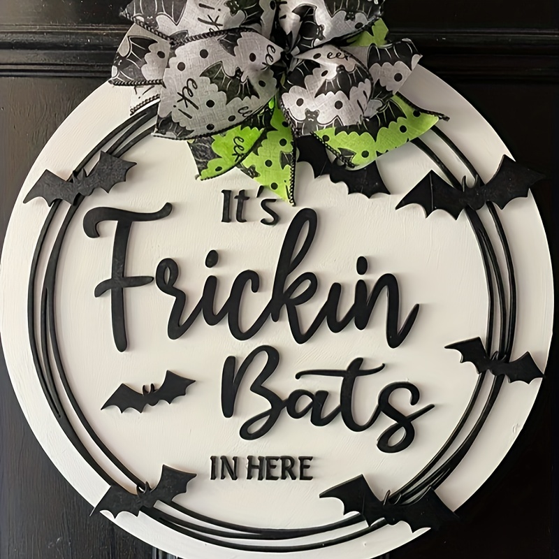 

Spooky ' Bats' 3d Door Hanger - Vintage Wooden Welcome Sign For Front Porch, Family Yard Parties & Decorations