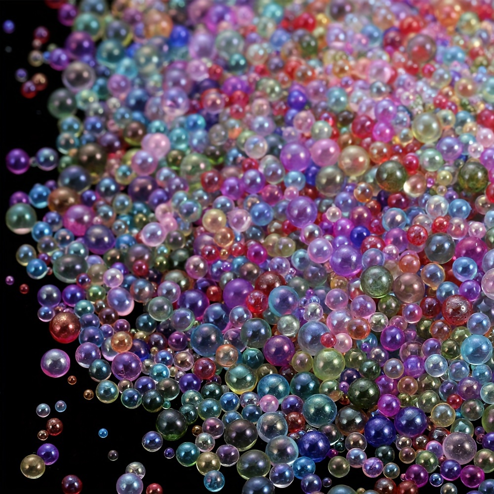 

Glass Bubble Bead Assortment 10/20g, Mini 0.4-3mm Filler Beads For Resin Molds, Nail Art, And Epoxy Crafts - Transparent & Multicolor Mix