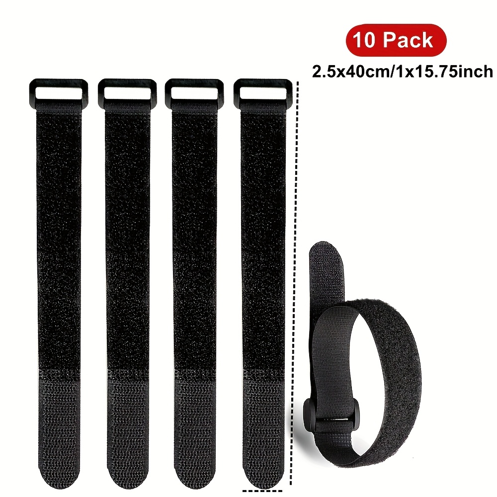 10pack 1x12inch/1x15.75inch Widened And Lengthened Hook And Loop Fastening Cable Strap - Reusable Nylon Extend Securing Strap - Adjustable Cinch Strap With