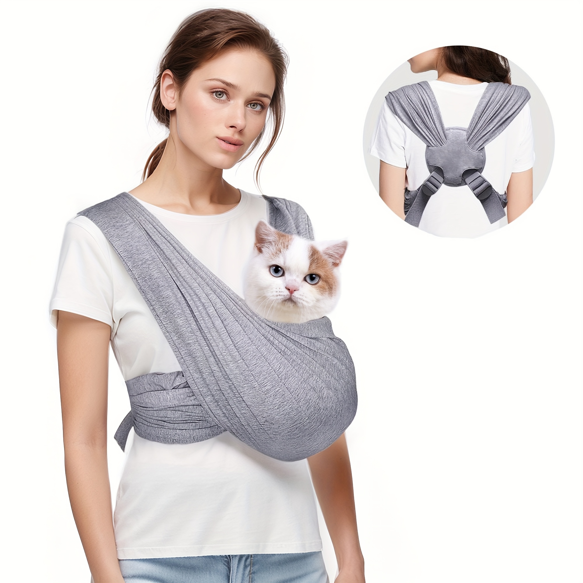 

Adjustable Pet Sling Carrier For Small Dogs And Cats - Ergonomic Front Harness In Gray, Polyester Material, Comfortable Support For Outdoor Activities