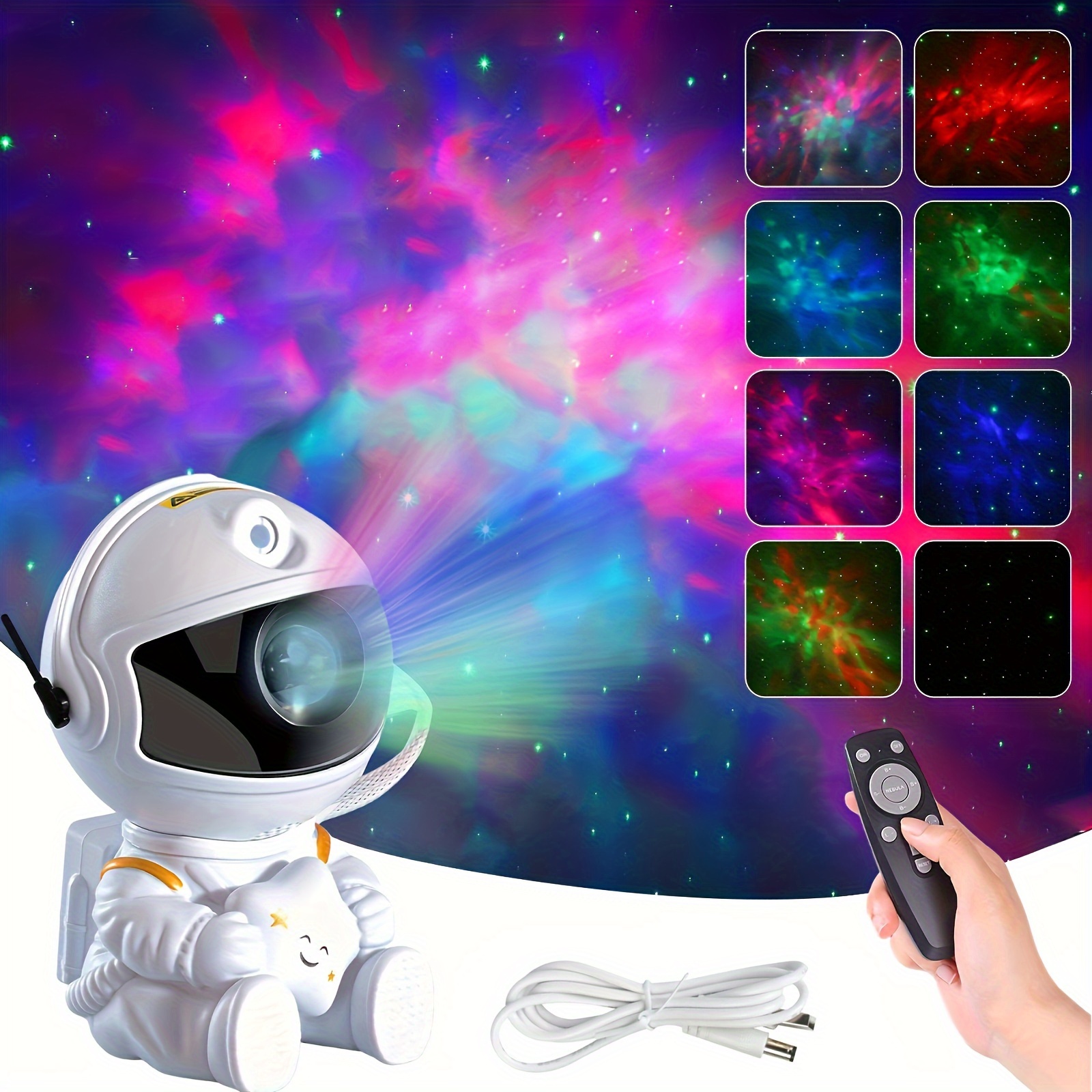 

1pc White Astronaut Led Remote Control Starry Sky Nebula Projection Light, Home Game Room Atmosphere Decorative Light, Christmas Gift (without Electricity)