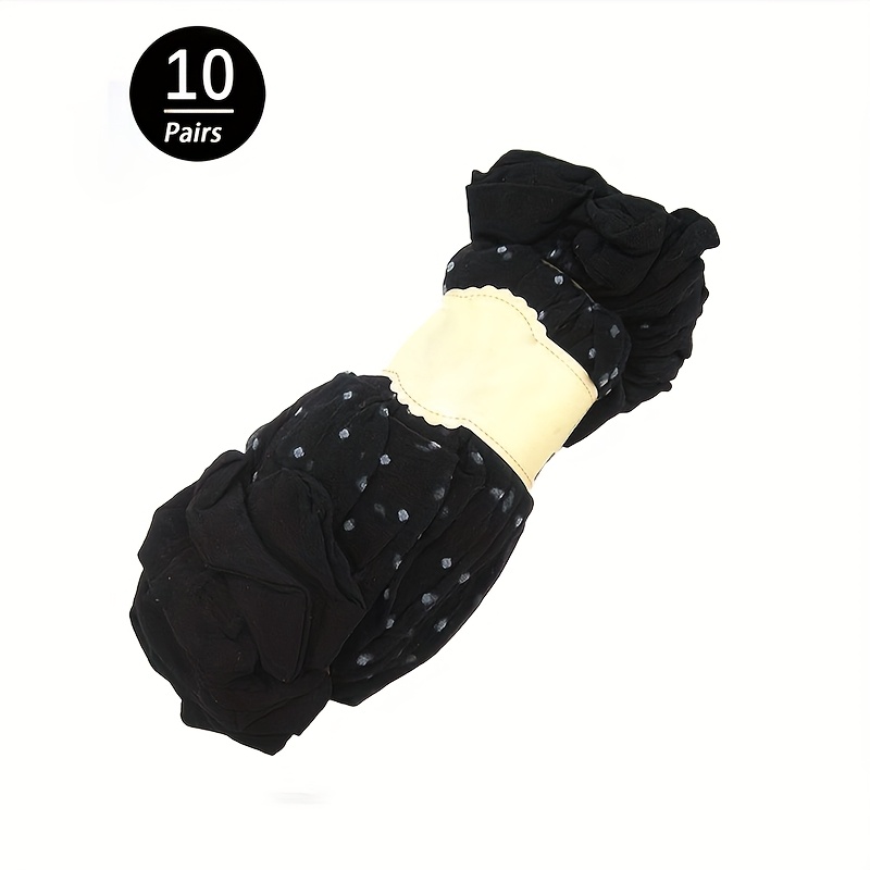 10 Pairs Dot Print Mesh Socks, Comfy And Breathable Ankle Socks, Women's Stockings And Hosiery