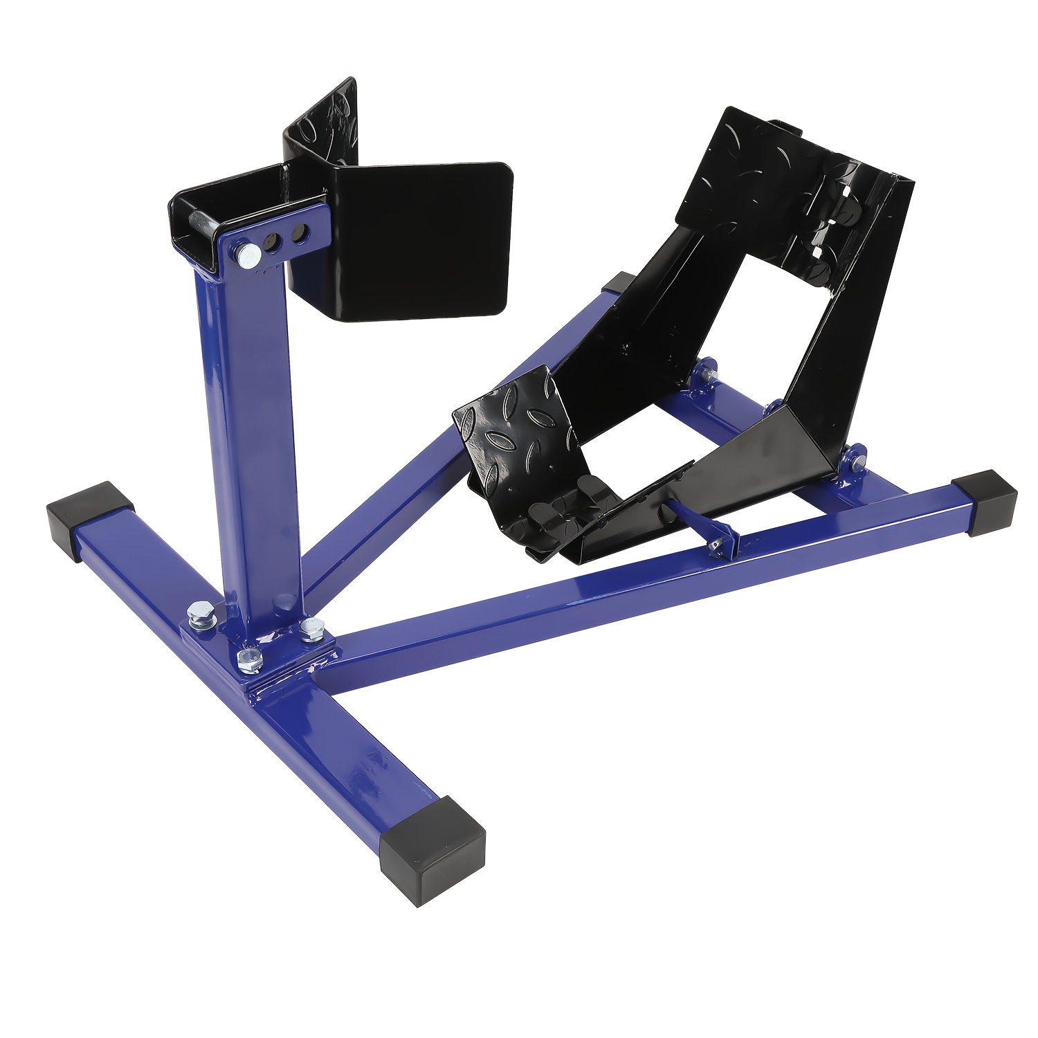 Image of Motorcycle Assembly Stand, Front-wheel Swing-type Motorcycle Stand, Front-wheel Clamp, Transport Stand, Suitable For 17 To 21-inch Tires, Blue