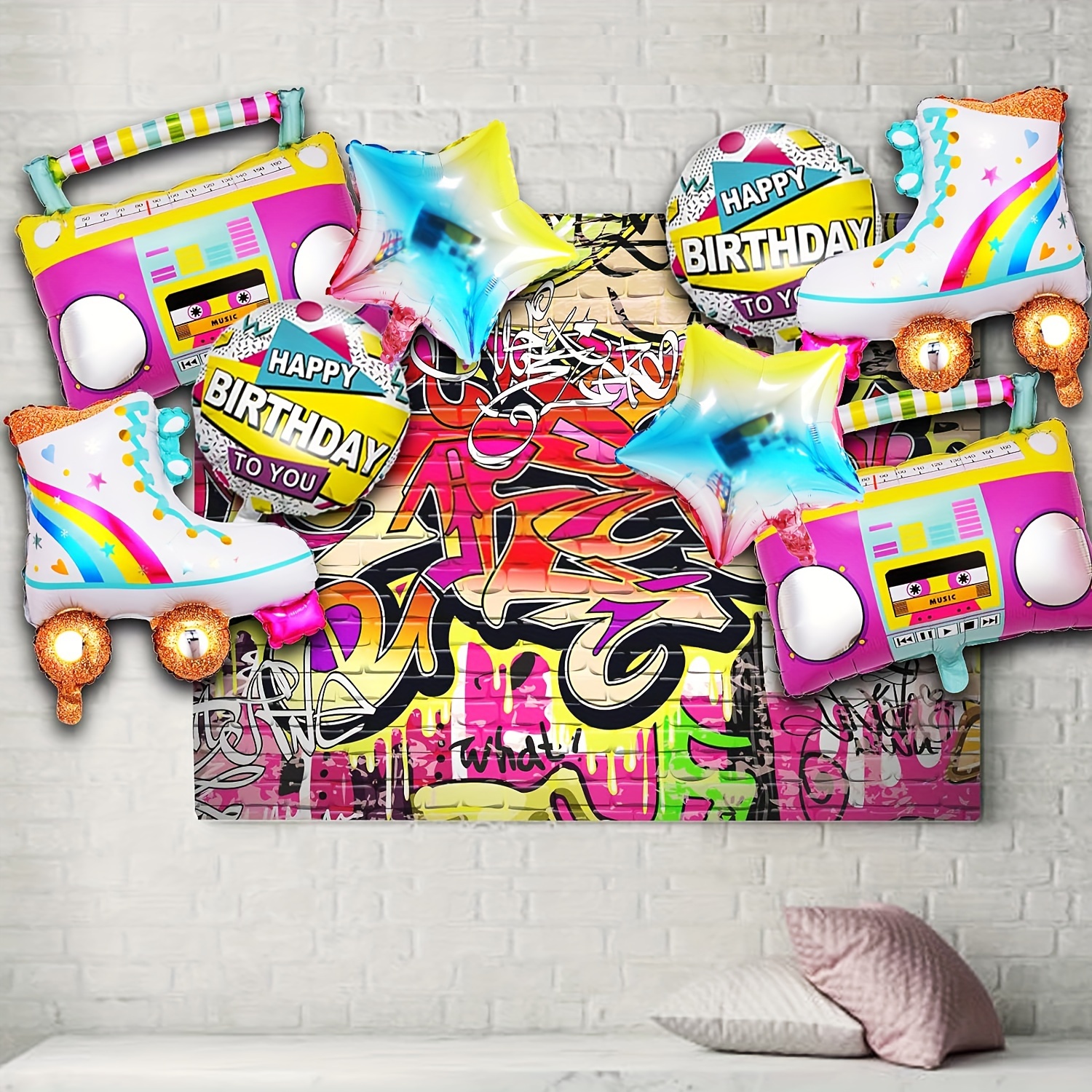 7-Piece 80s Retro Party Decor Set - 3D Boombox & Cassette Boxes For 80s 90s Theme Parties