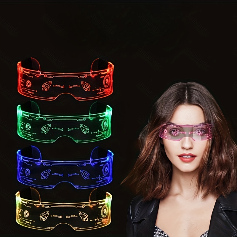 Glow Neon Sunglasses Women Men Light Flashing Led El Wire - Temu