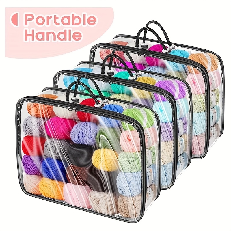 

Zipper Mesh Storage Bag Set With Portable Transparent Knitted Storage Bag, Zipper Design, Knitting Needles, Needle Hooks And Yarn Balls, Storage, Yarn Storage