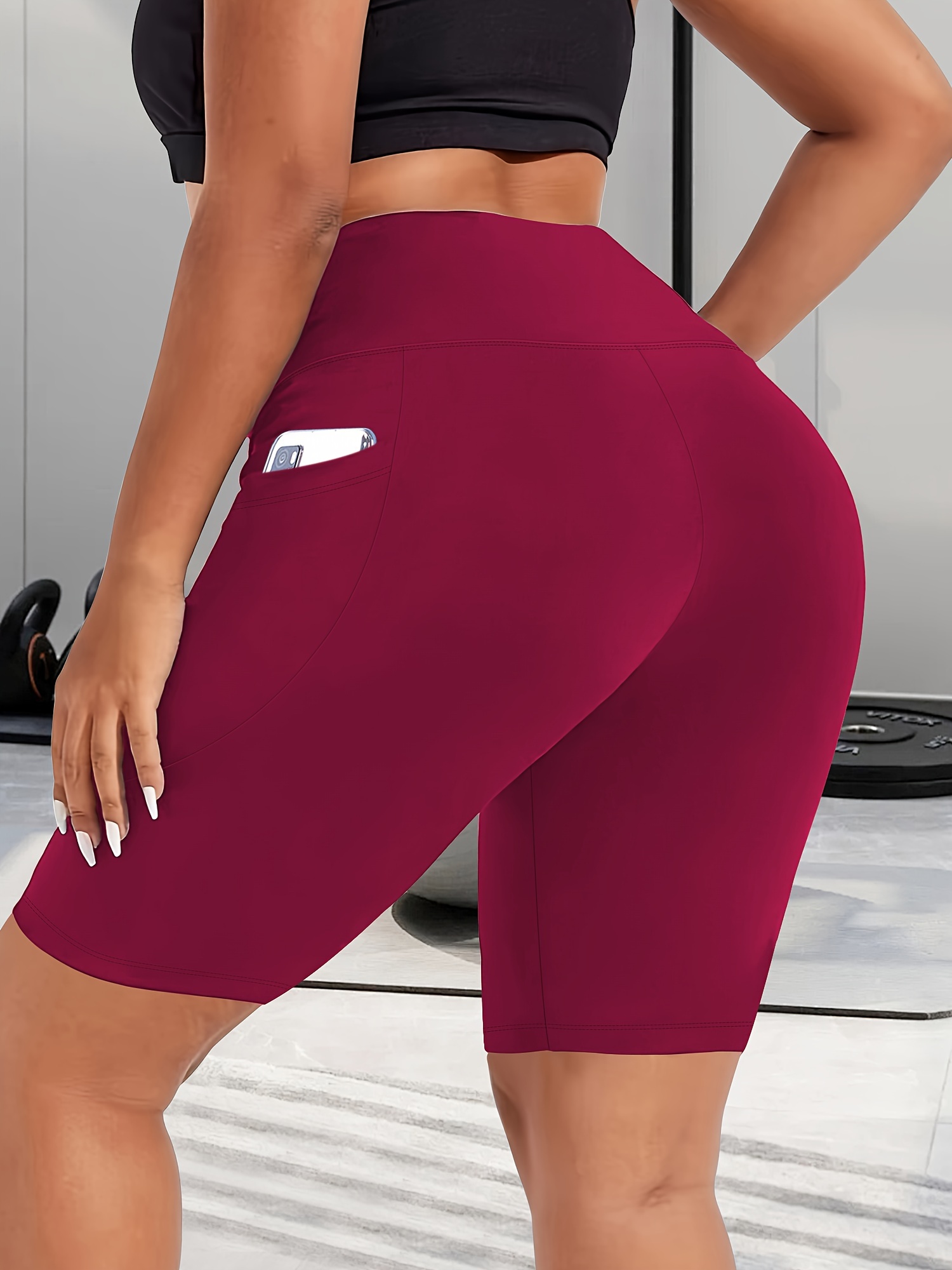 Women's High-Waist Shaping Shorts with Crescent Pockets - Black, Stretchy Tummy Control, Mid-Thigh Length, Machine Washable, Summer Casual Wear, Everyday Compression Wear | Sleek Design | Tummy Control Shorts