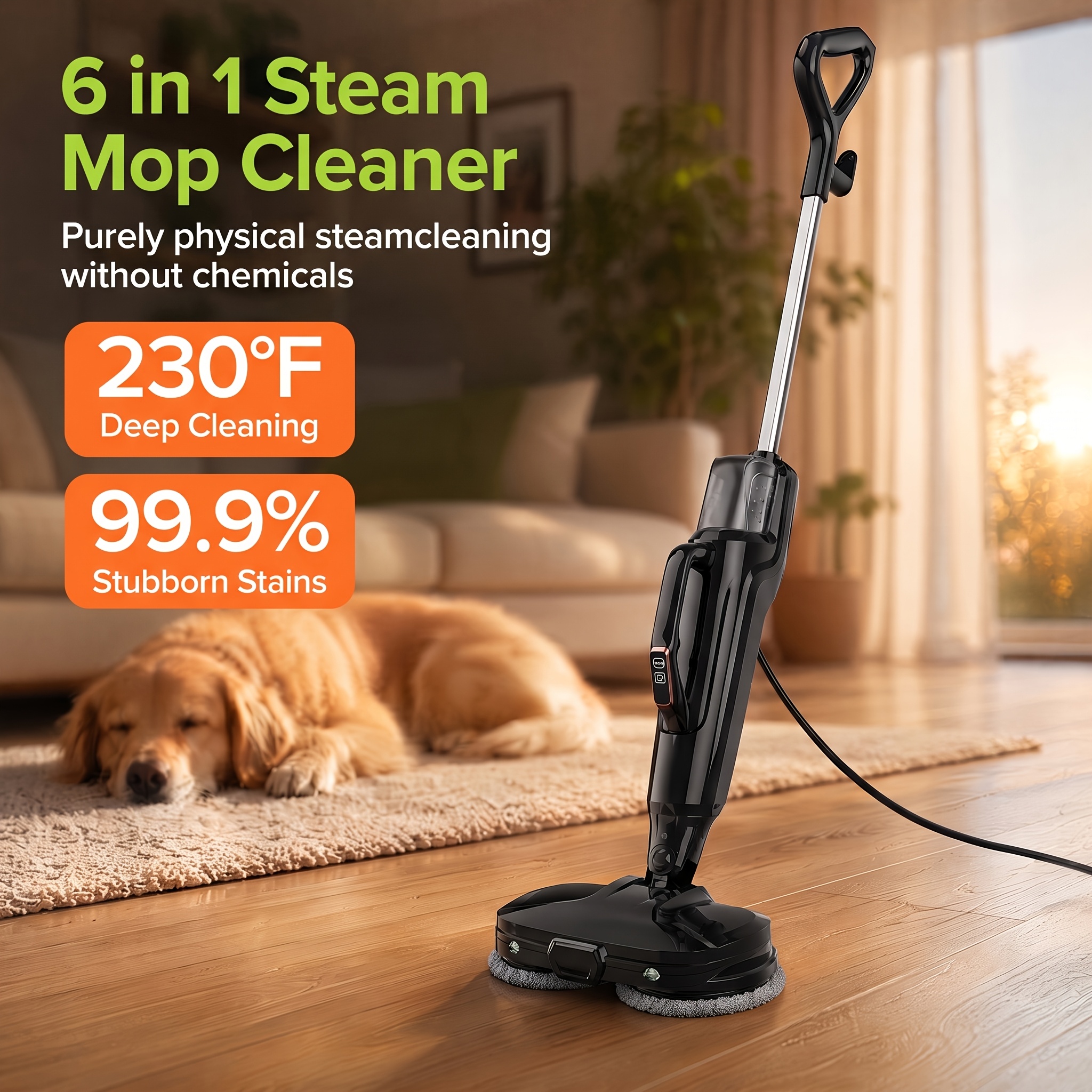 Image of Lubluelu Professional Steam Mop Cleaner, 1380w Floor Steamer, 15s , And Polishing In One, Self-, Lightweight Steamer For Cleaning With Multiple Additions, Safe For Tiles, Upholstery, Carpet, Hardwood