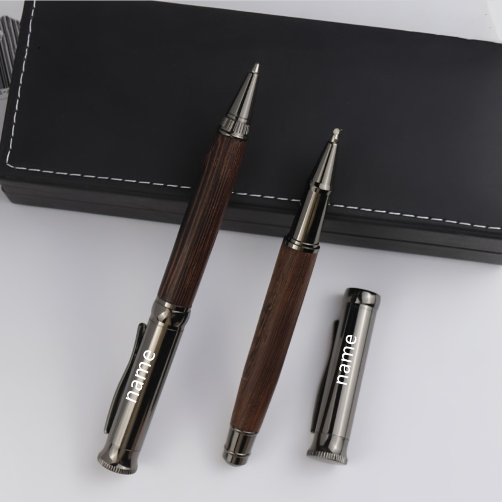 

Luxury Solid Wood & Metal Ballpoint Pen Set With Gift Box - Custom Engraved, Smooth Writing For Business & Personal Use - Perfect Father's Day Or Present