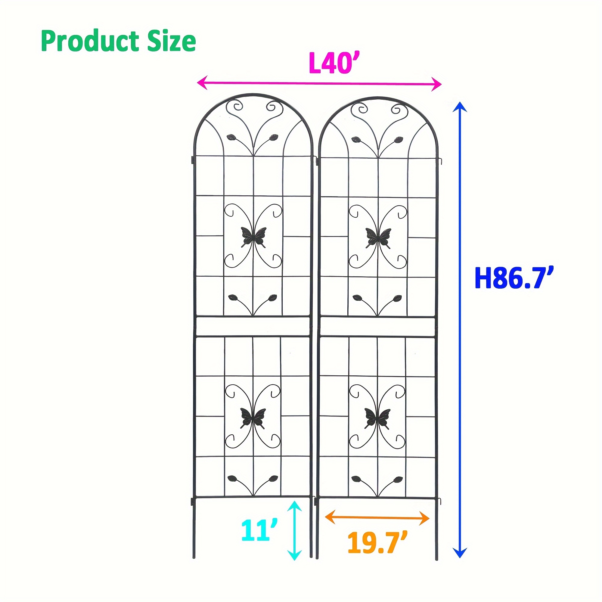 2 Pack Metal Garden Trellis 86.7