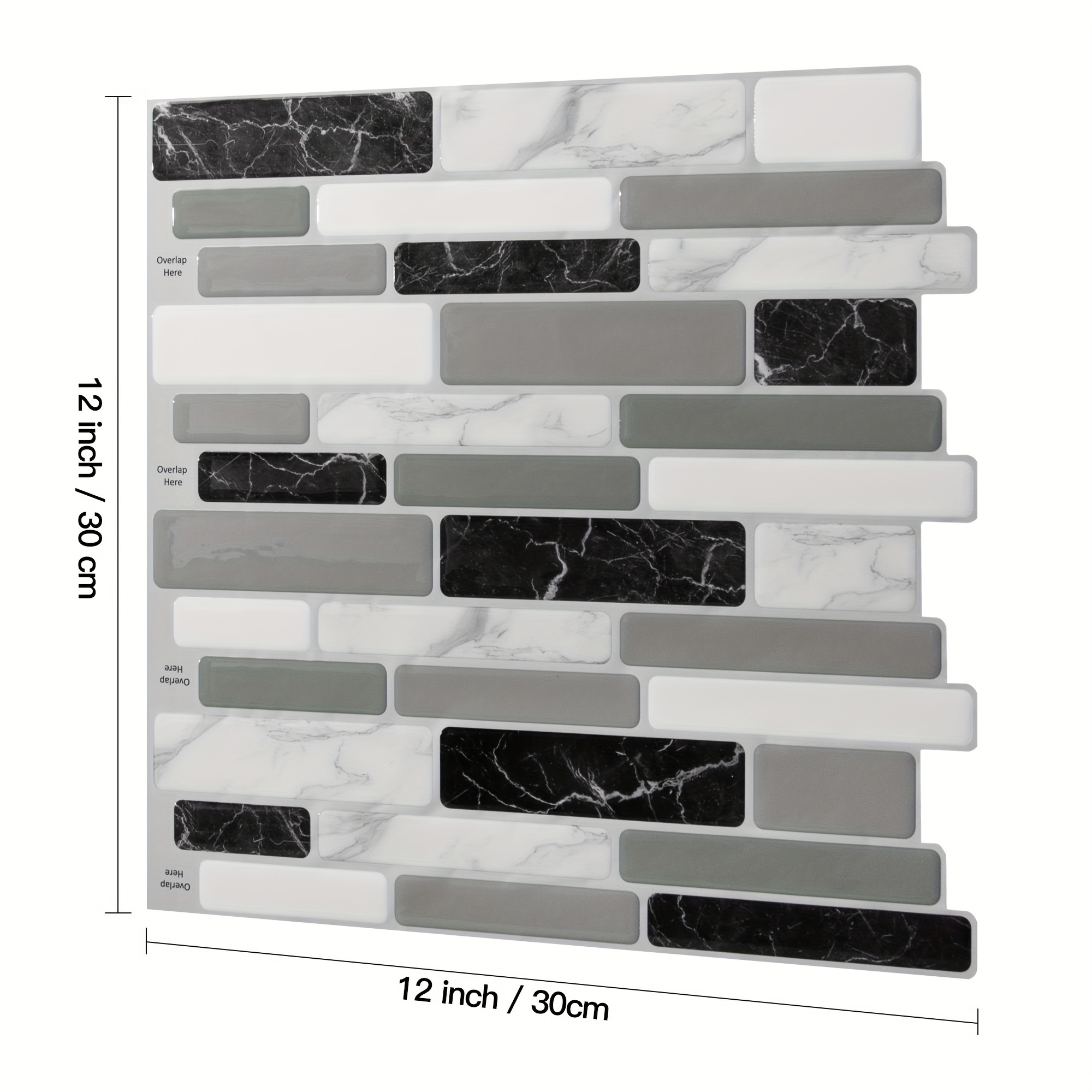 TEMU Art3d 10-sheet 12"x12" Peel And Stick Self Adhesive Bathroom 3d Wall Tiles, Marble Design (brown)