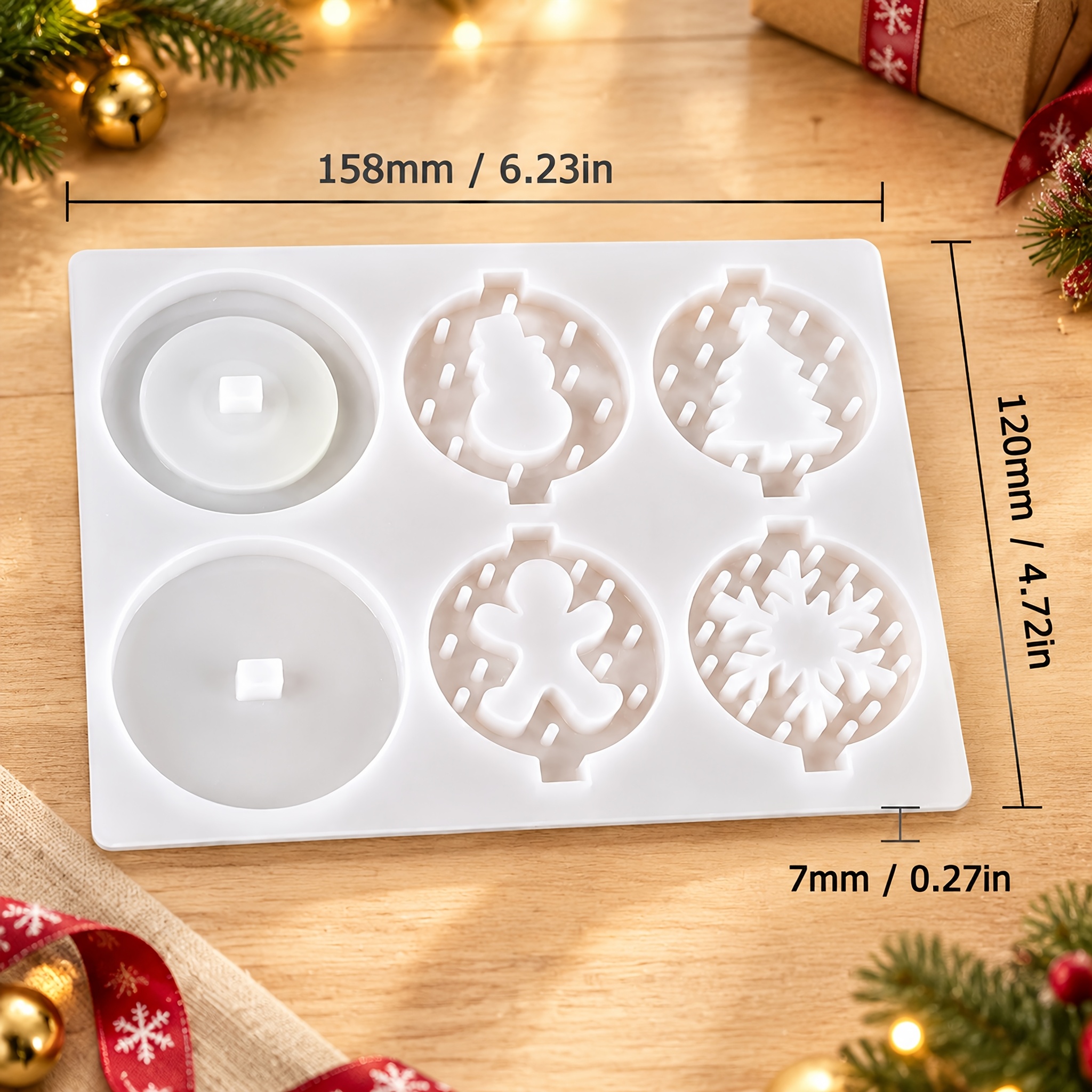 TEMU Christmas Candle Holder Silicone Mold, Snowman Tree Gingerbread Snowflake Tealight Resin Mold, Diy Holiday Candle Stand Clay Mold For Christmas