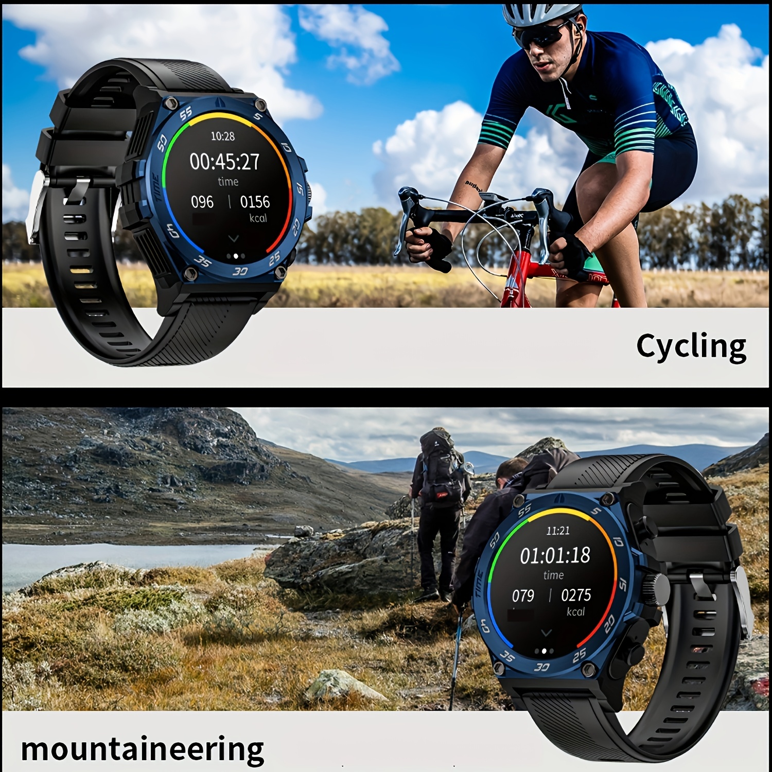 3.86cm 2-in-1 Smart Watch with Built-In Earbuds – Fitness Tracker, Long Battery Life, Wireless Calls, Wireless 5.0, Monitor, Step Counter, Weather Updates, Magnetic Charging, Compatible with Android & iPhone, Sports Smartwatch for Men and Women