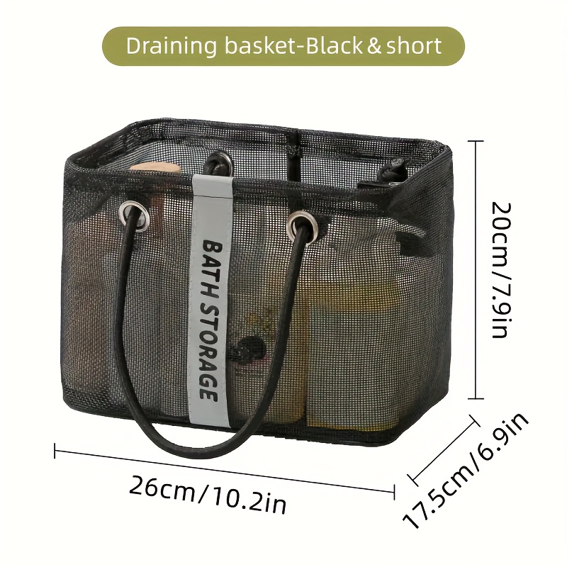 TEMU Foldable Mesh Shower Storage Bag, Portable Bathroom Storage Basket With Strong Load-bearing Capacity, Suitable For Toiletries, Shampoo, Soap, ,