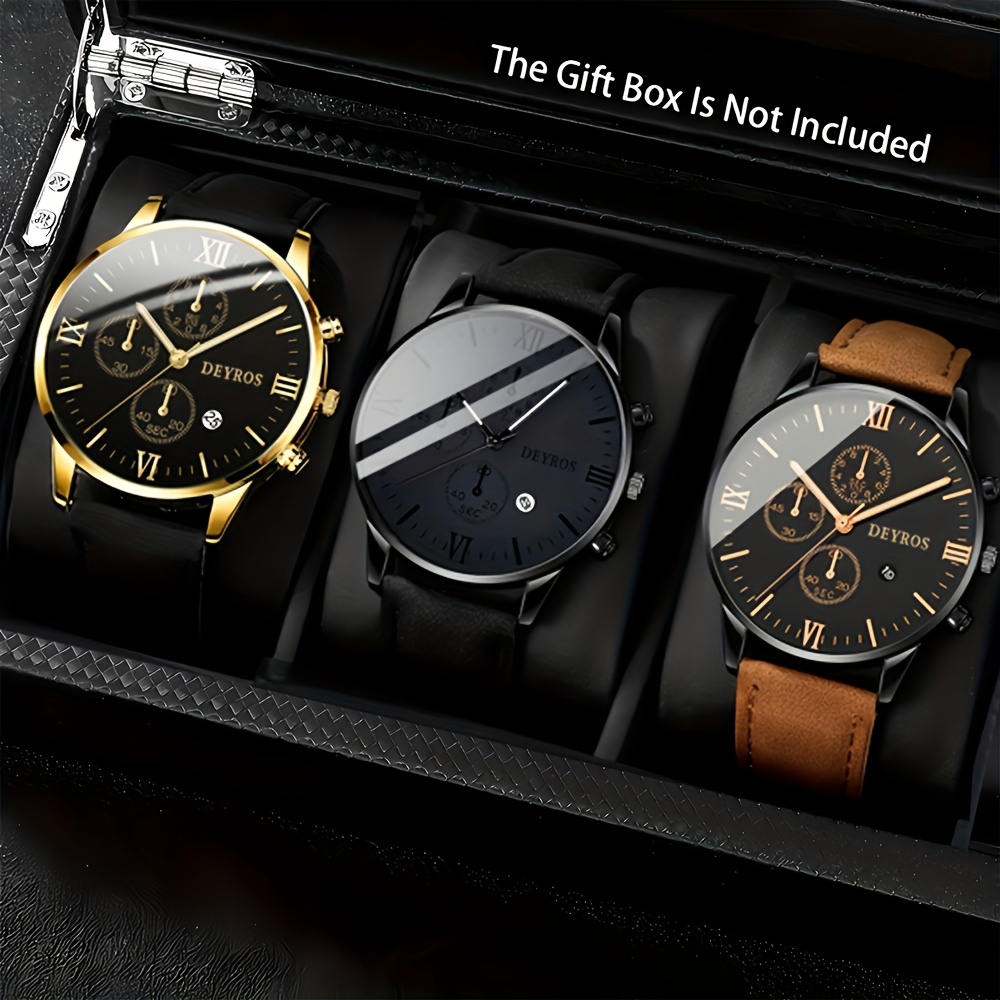 TEMU 3pcs Men's Casual Sports Round Quartz Watches - Stylish Dial & Band Options, Durable Quartz Movement, Gifts For Valentine's Day, Christmas,