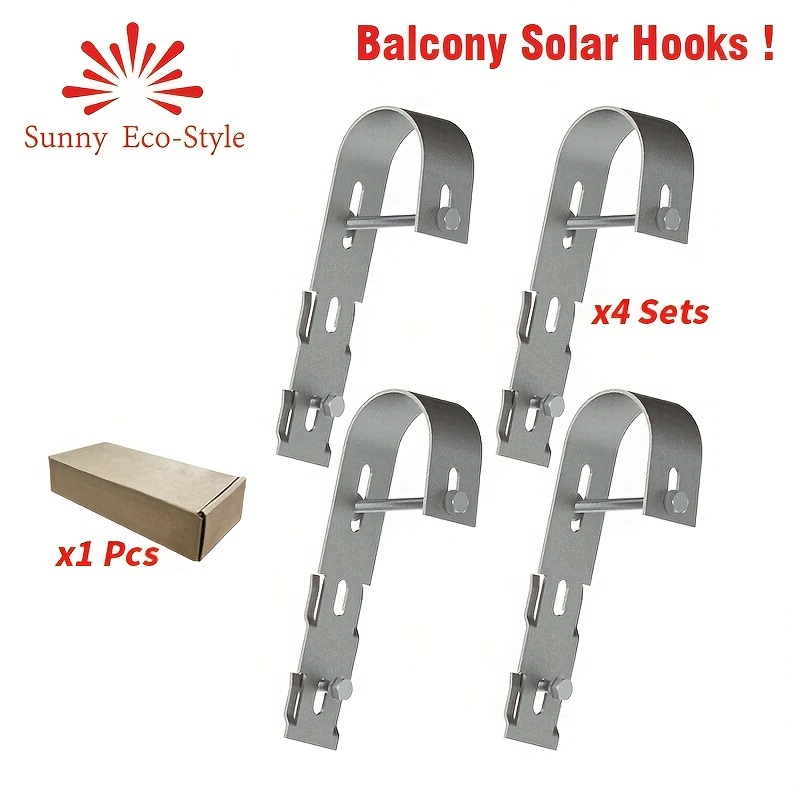 Solar Panel Mounting Brackets For Balcony, Stainless Steel Universal Pv Module Hooks, Anti-corrosion Solar Panel Mounting Kit For Balcony, Flat Roof, Garage Roof (2/4 Sets Pack, Silvery)