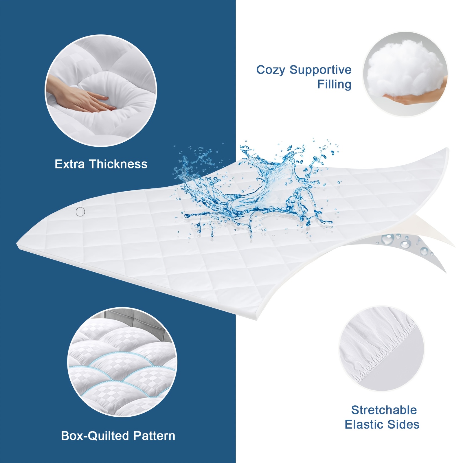 Mattress Topper, Extra Thick Mattress Pad Pillow Top Mattress Cover Quilted Fitted Mattress Protector Top Stretches Up 8-21
