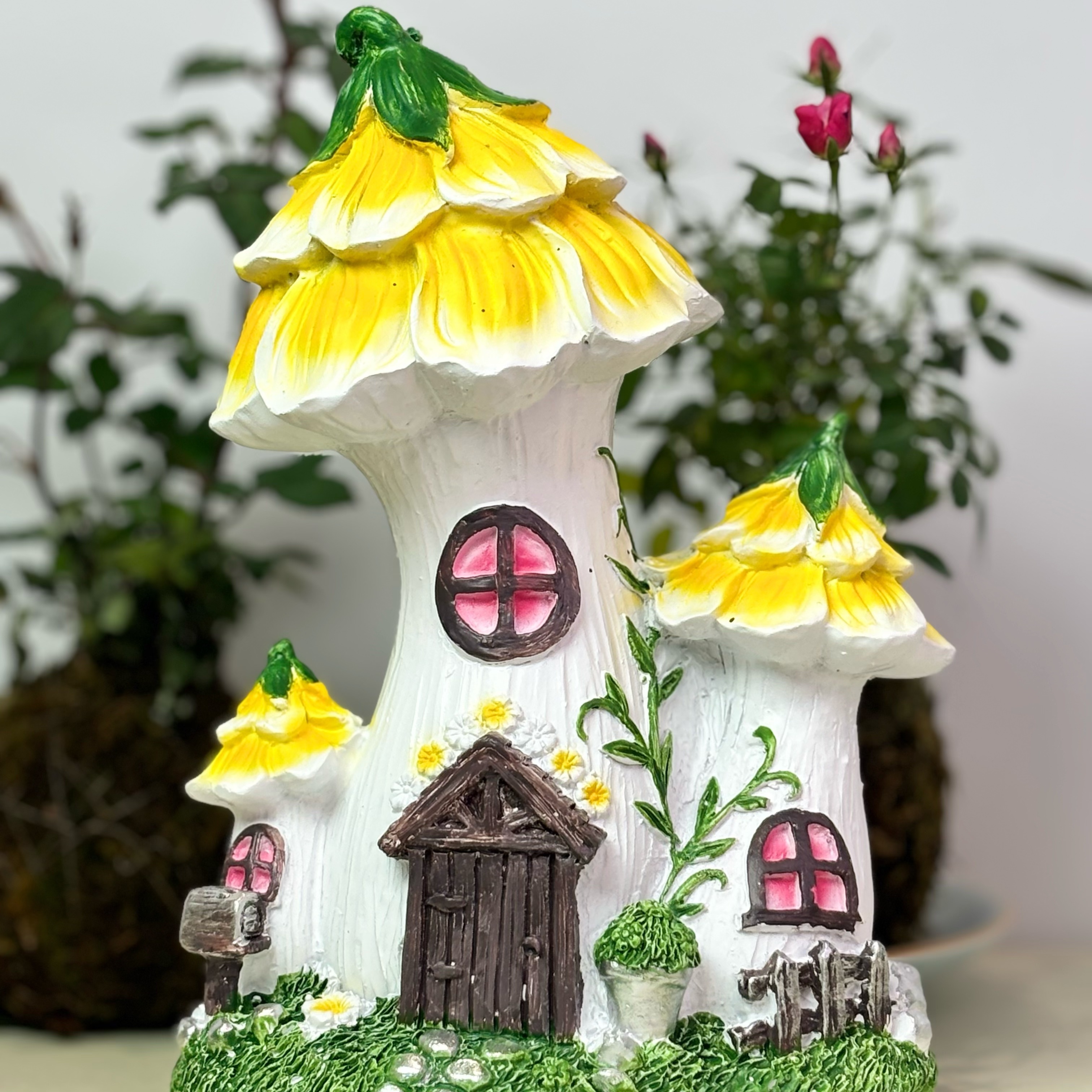 

1pc Resin Mushroom House Outdoor Garden Decor, Spring Home Accent, Whimsical Resin Fairy House For Yard Decoration