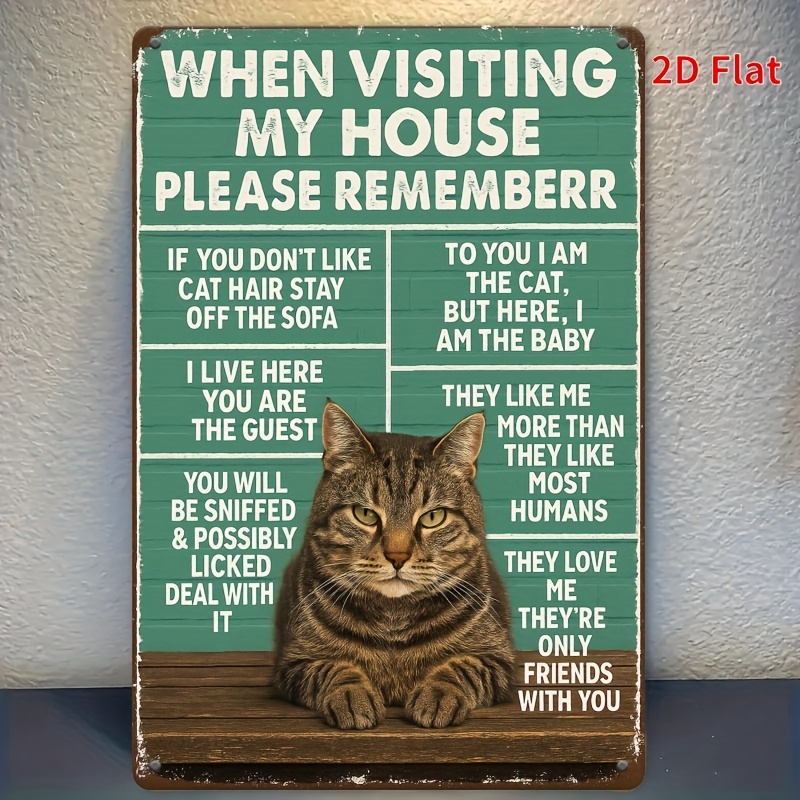 TEMU 2d Flat, [2d Flat] 2d Flat 1pc Vintage Style Cat Themed Aluminum Tin Sign When Please Remember Humorous Wall Decor For Home Bar Farmhouse Rustic