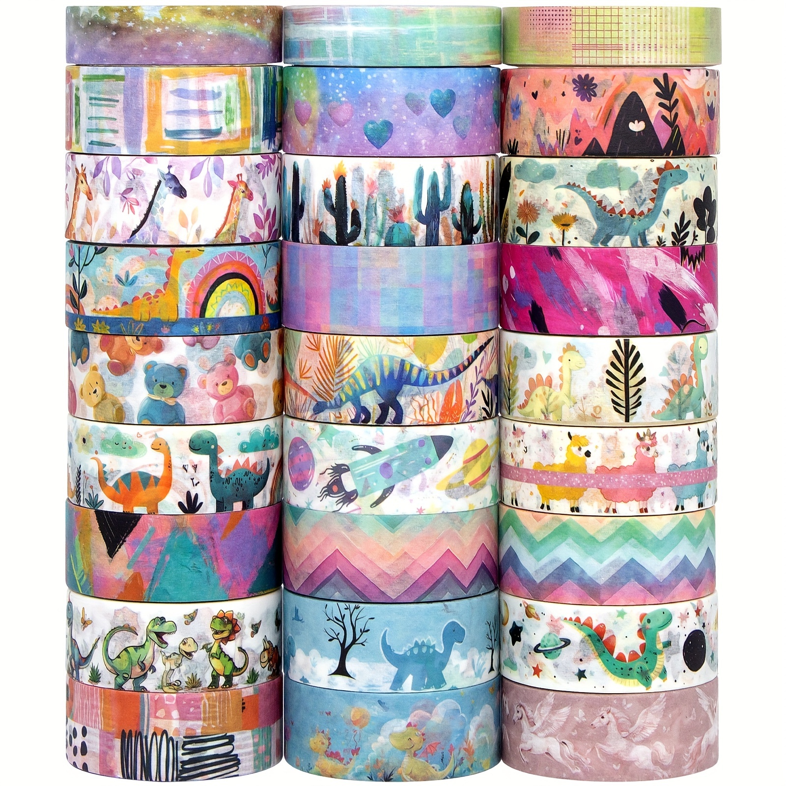 

Ieebee Washi Tape Set, 27 Rolls, Decorative Paper Tape For Scrapbooking, Journaling, Diy Crafts, Junk Journals, And School Projects With Cute Dinosaur And Nature Themes