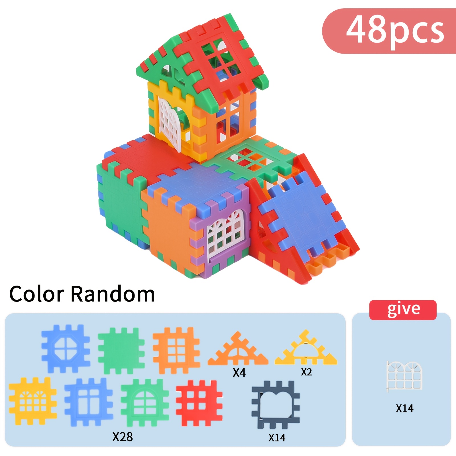 Colorful Large House Building Blocks, Window Design Toys, Creative Large House Building Block Toys Halloween Christmas Gifts Random Color-color Random