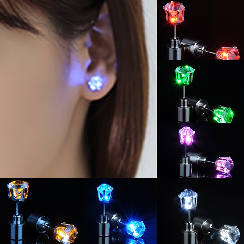 

2pcs Hip Hop Light Earrings Charm Design Suitable For Women Nightclub Party Trendy Jewelry Earrings Bar Cool Earrings