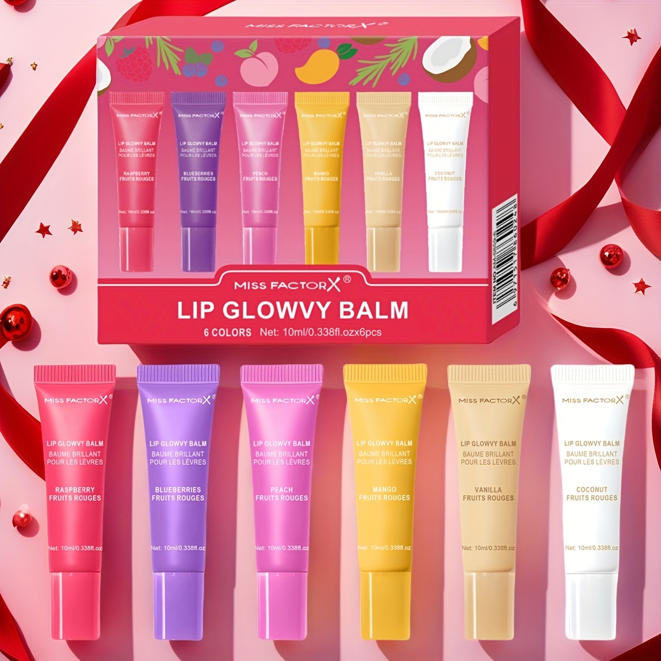 6pcs Fruit Flavor Lip Gloss Set, Moisturizing Lip Oil with Shine and Hydration, Perfect for Dry Lips - Ideal Holiday Gift for Women