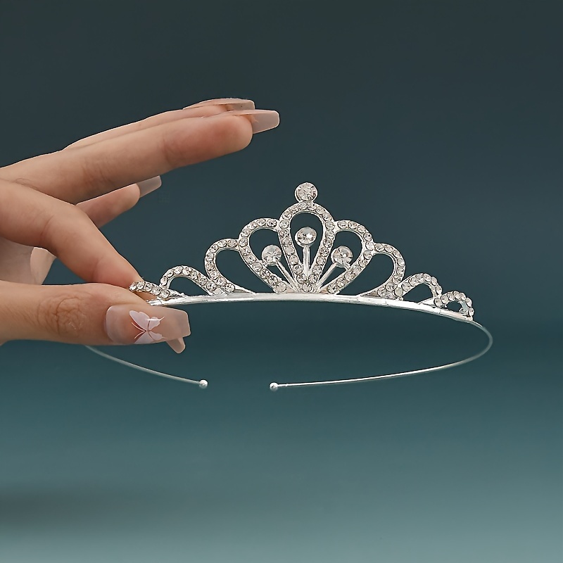 E-shop Elegante Strass-Prinzessinnen-Krone Tiara Stirnband - Funkelnde Strass-verzierte Prinzessinnen-Krone für Partys, Hochzeiten, Bälle,