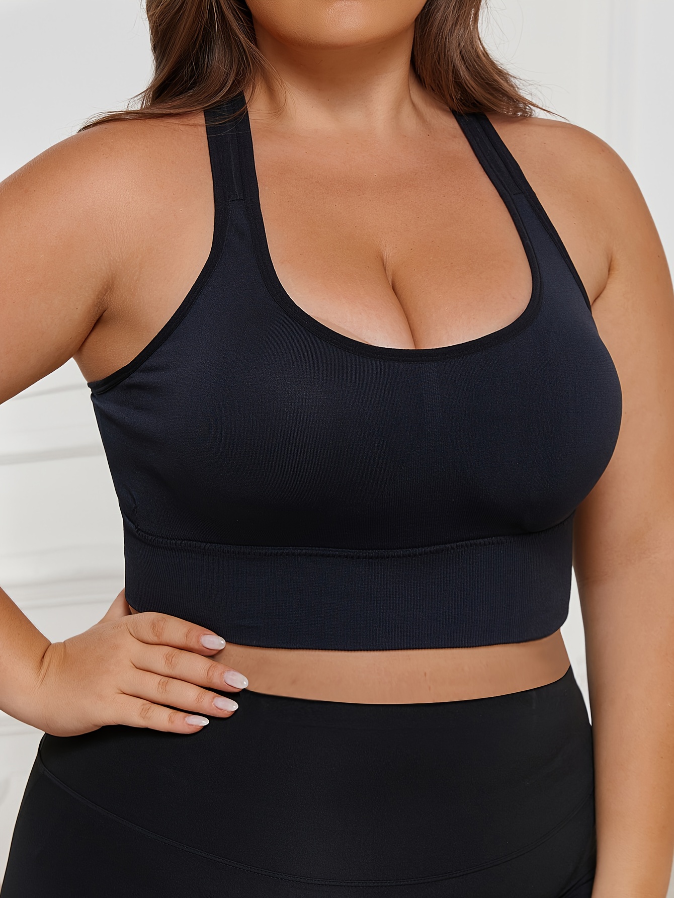 Plus Size Seamless Bra - Shock-Absorbing, Push-Up, Breathable Mesh Back, No Underwire, Removable Pads, Ideal for &, Elegant Design, Apparel | Elegant Bra | Comfortable Fit