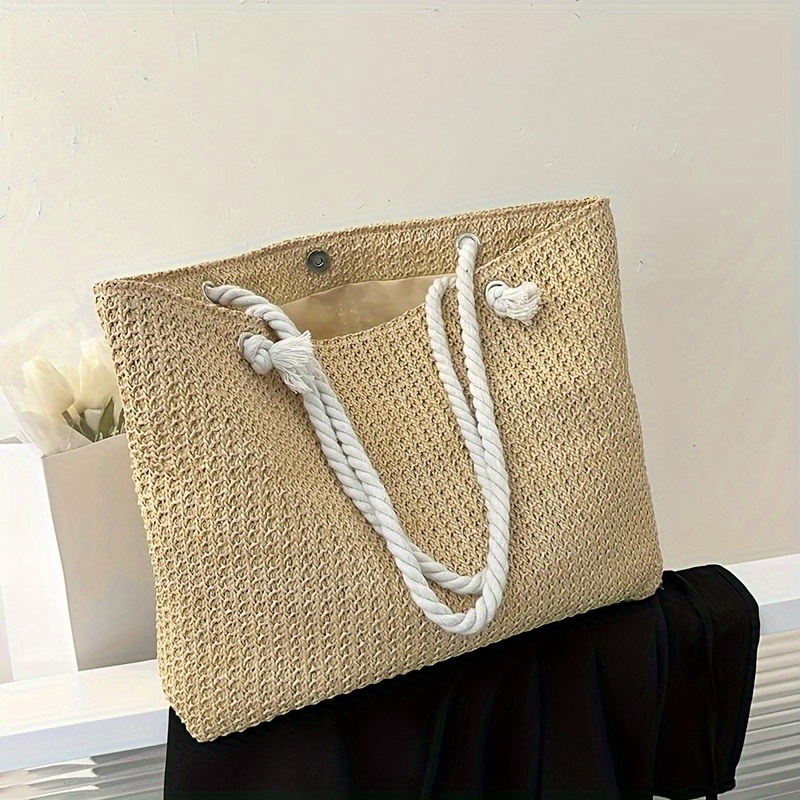 

Large Capacity Women's Summer Tote, Bohemian Straw Fashion Shoulder Bag, 13.78 X 11.81 X 4.13 Inches, Beach Handbag