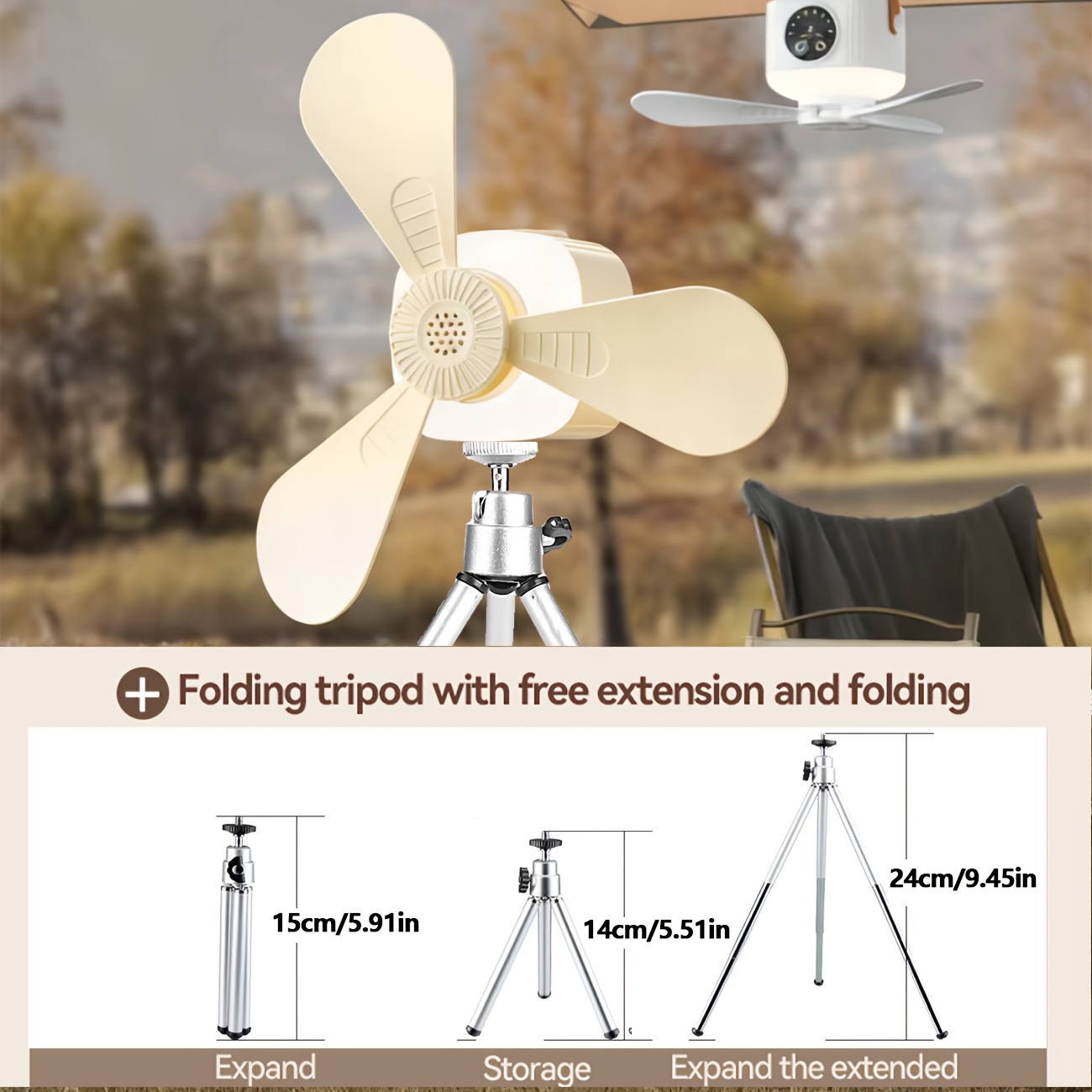 3-delni teleskopski stojalo, dodatki za ventilatorje, stojalo, univerzalni 1/4-palčni vijak, 360° vrtljiva krogelnica, primerno za ventilatorje,