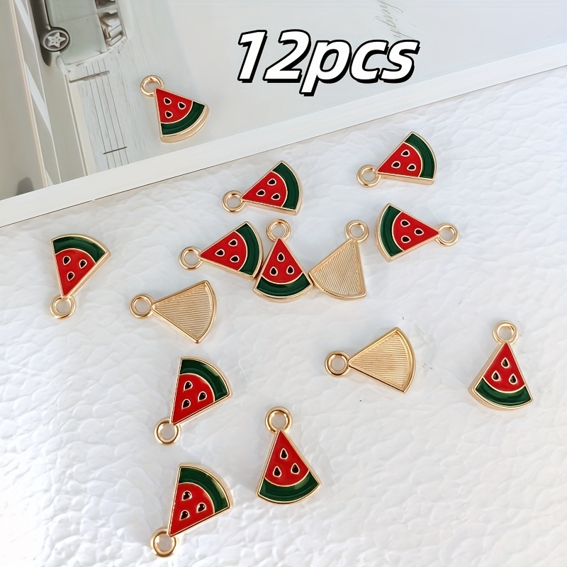 E-shop 12 Stück Wassermelonen-Emaille-Anhänger - Zinklegierung Anhänger mit lebendigem Rot-Grün-Fruchtdesign, geeignet für DIY-Schmuck, Halsketten,