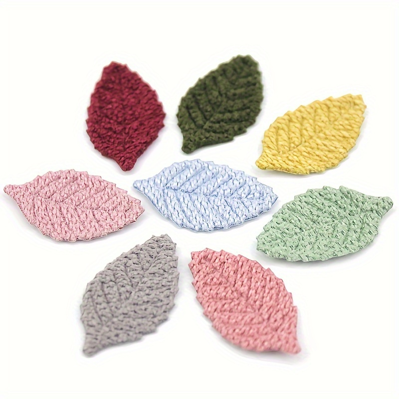 48pcs Mixed Color Knitting Embroidery Simulation Leaves Exquisite And Compact Home Handmade Materials Sewing Supplies Appliques Suitable For Clothing Leggings Shoes Hats Decoration Additions Wholesale