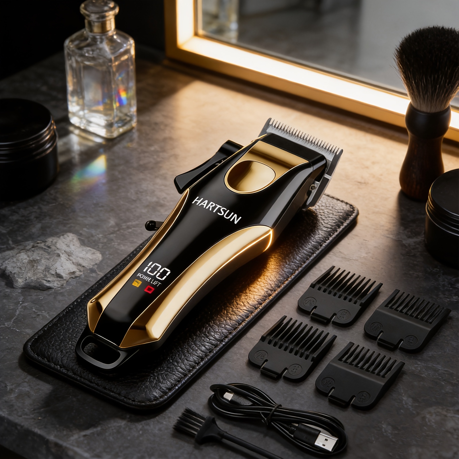 TEMU Kit de toilettage électrique rechargeable. Ensemble de 4 pièces/1 pièce équipé d'un affichage LCD de la batterie. Cet ensemble est pour une
