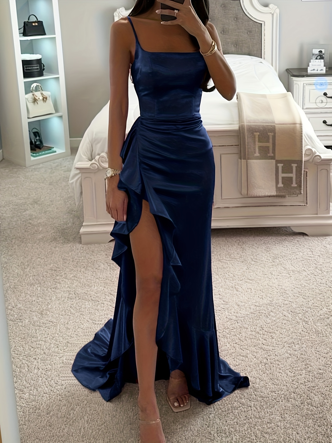 black silk dress high neck Arabelle Satin Maxi Length:Long 62