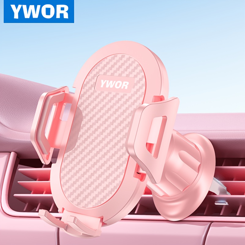 TEMU YWOR Support Téléphone Voiture Rose Amélioré pour Grille d'Aération, Support Téléphone Grille d'Aération Métal Robuste pour Voiture, Utilisation