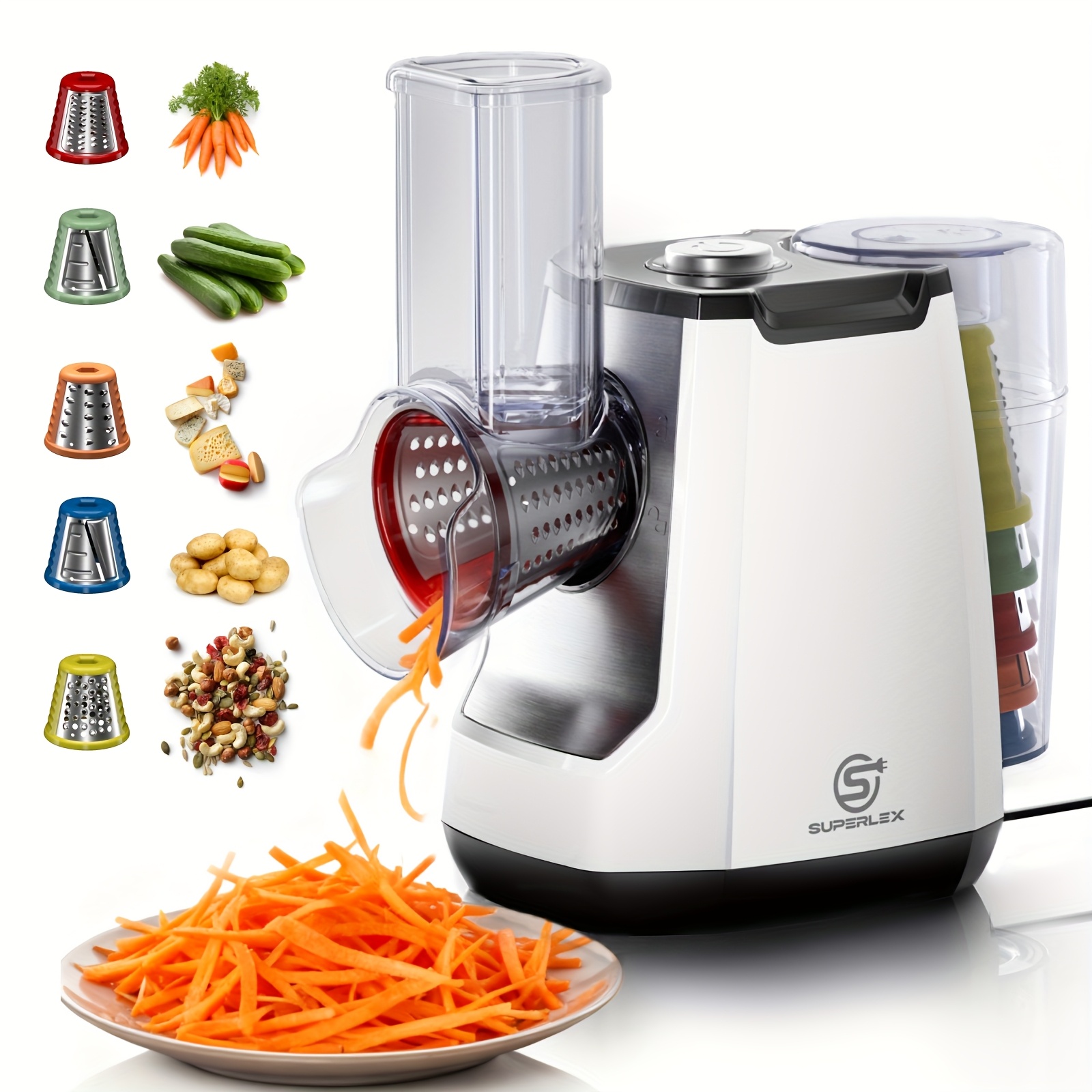 E-shop SUPERLEX Gemüsehacker und Salatspinner-Kombination mit Edelstahlklingen zum Schneiden, Mahlen und Trockentrocknen von Salat, Blattgemüse und