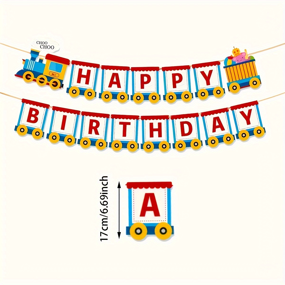 Image of 1 Set Of Party Banner Train Style Birthday English Banner Birthday Supplies Decoration