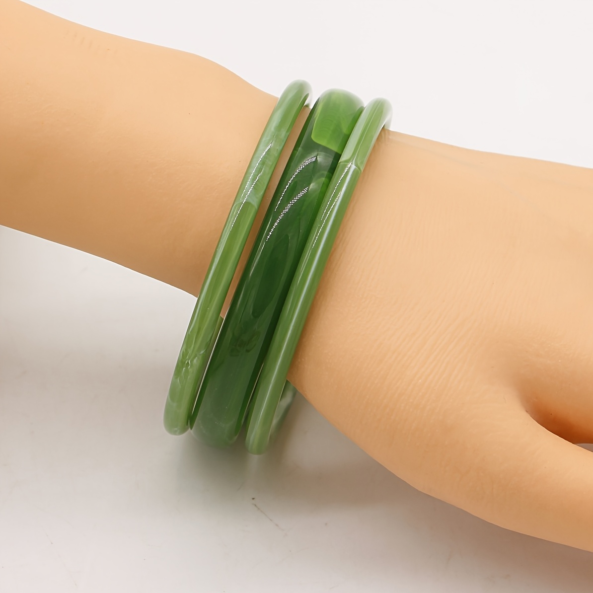 3pc Multicolor Thin Hoop Acrylic Bracelets Set
