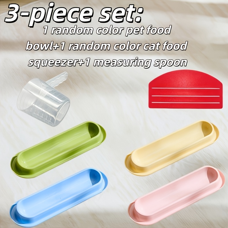 TEMU Ensemble de 3 pièces (1 gamelle d'alimentation pour animaux de compagnie de couleur aléatoire et 1 extrudeur d'aliments pour chat de couleur