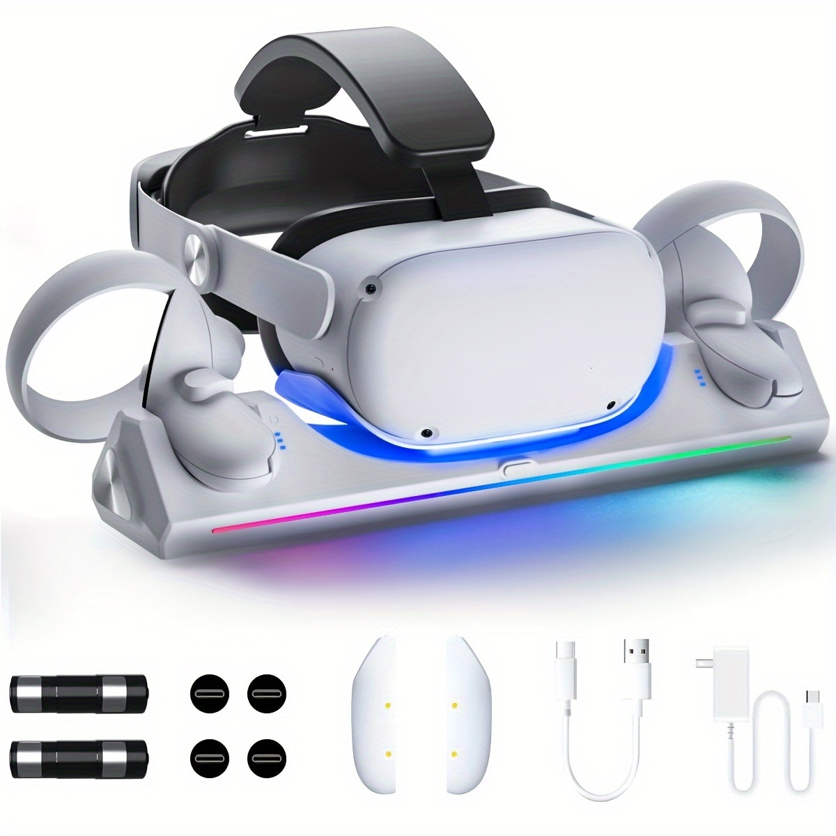 

1 Charging Base Set For Oculus Includes Charging Base Battery Battery Cover Type Magnetic Head Charging Cable Switch Color Rgb Light Give Yourself The Best Gift