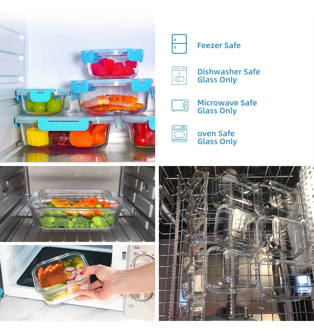 12 pack 12 containers 12 lids glass storage containers with lids leak proof meal prep containers dishwasher microwave oven freezer   food storage containers for   to go Product details 2