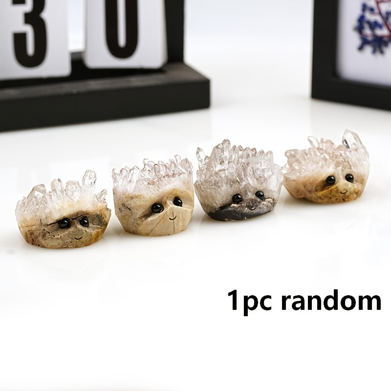 TEMU 1pc Random Quartz Crystal Cluster Hedgehog Carving - Handcrafted Mineral Cluster Decor For Home - Gift For During The Holidays