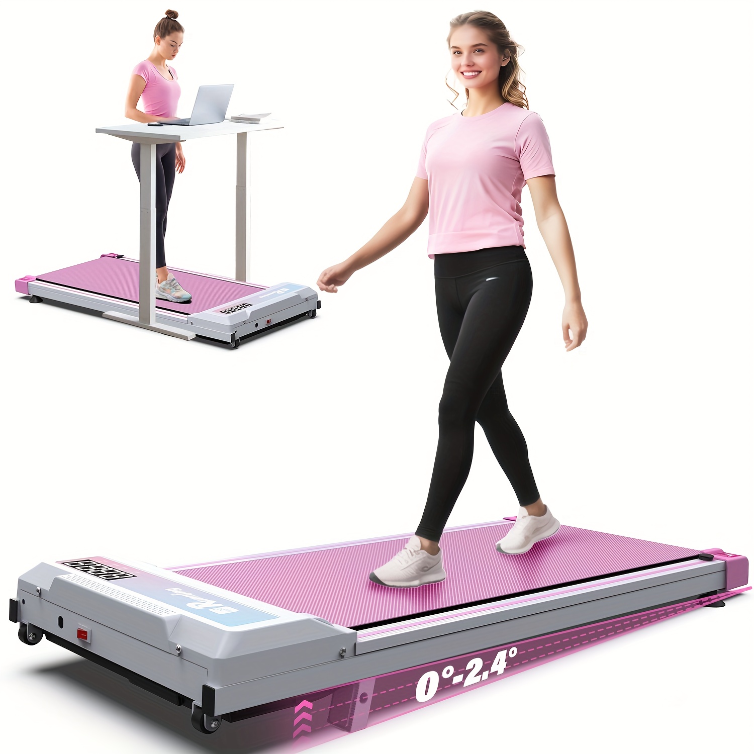 FYC Walking Pad With Incline In Under Desk Treadmill For Home  Portable Lightweight Compact Running Machine Walking Jogging For Home Office