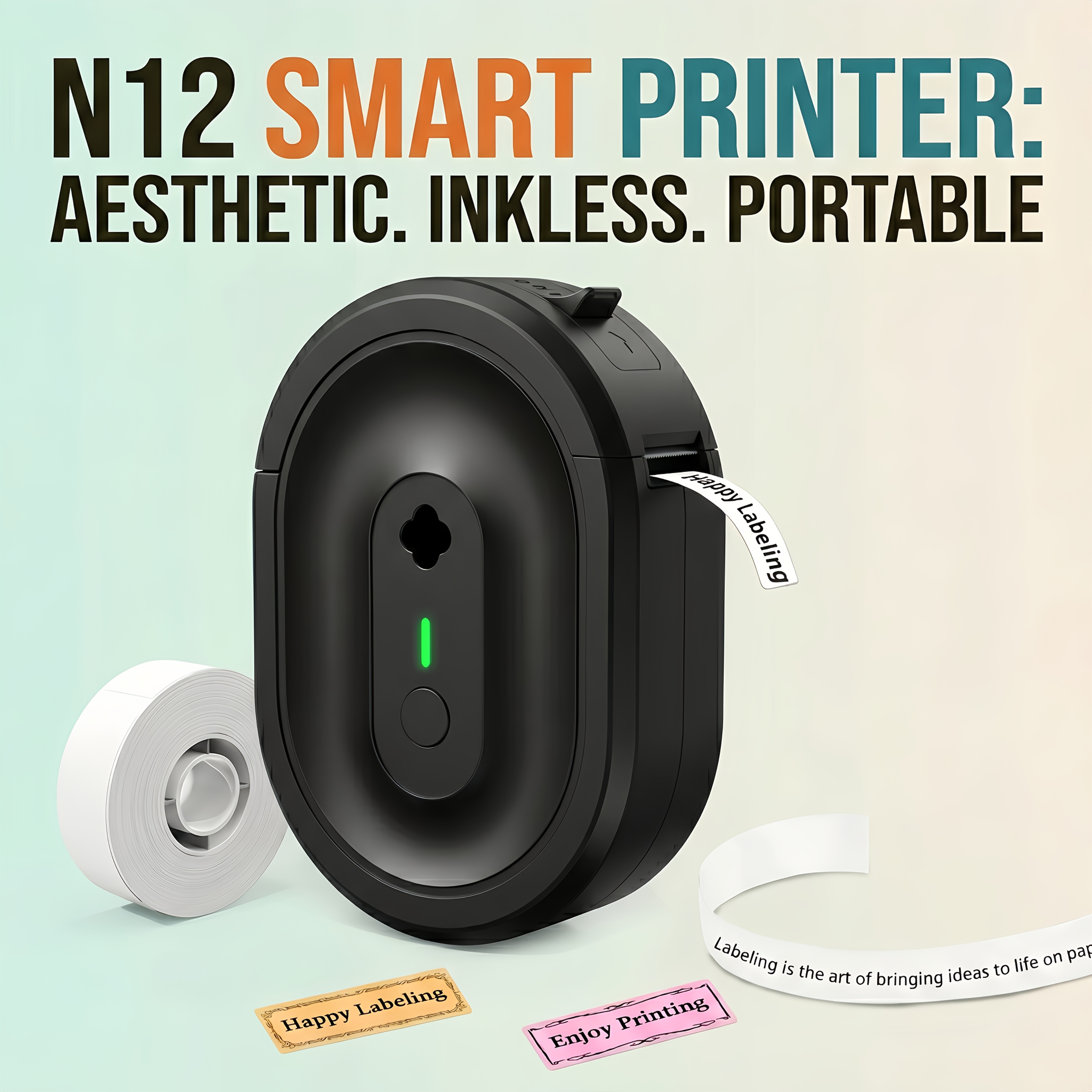 TEMU Portable Wireless Thermal Printer Suitable For , Wireless Inkless Label Maker Machine With Mobile App Templates, Rechargeable Handheld Labeler