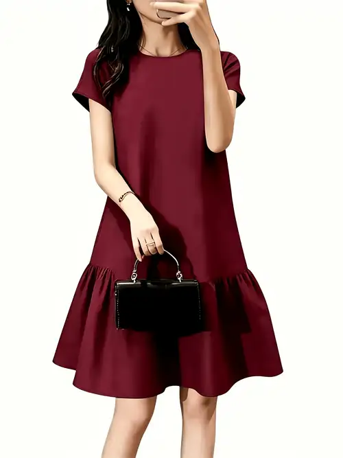 fall semi casual dresses Fall Autumn Women's workwear Dress, Semi-formal midi shirt dress With sleeves, Fit and Flare Dress, Sheath dress With Pockets, Xiaolizi 6286