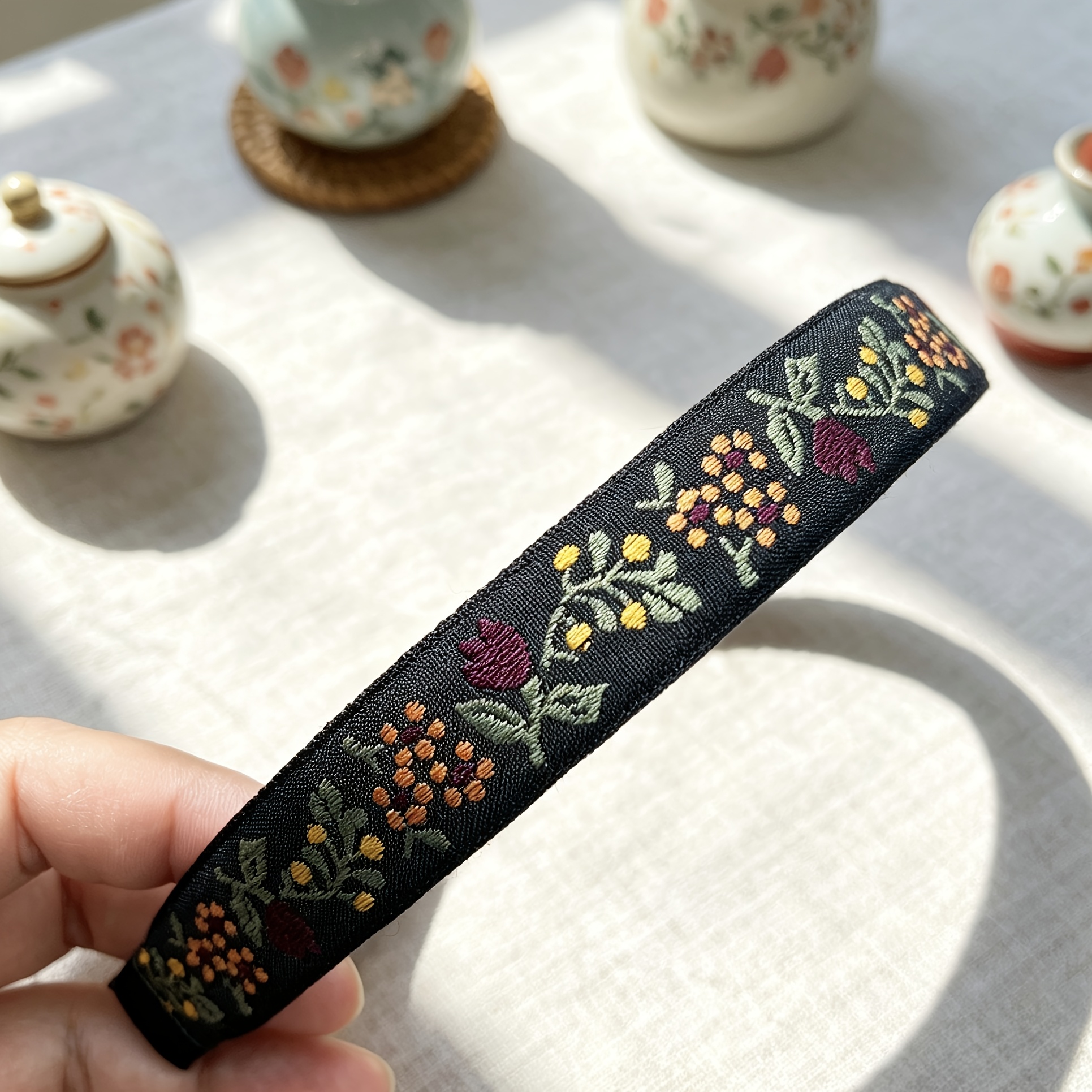 TEMU 1pc Bohemian Retro Flower Headband For & - Anti-slip Hair With Print, Suitable For Travel, Vacation, , Wedding, Festival, Braids - Non-slip Hair